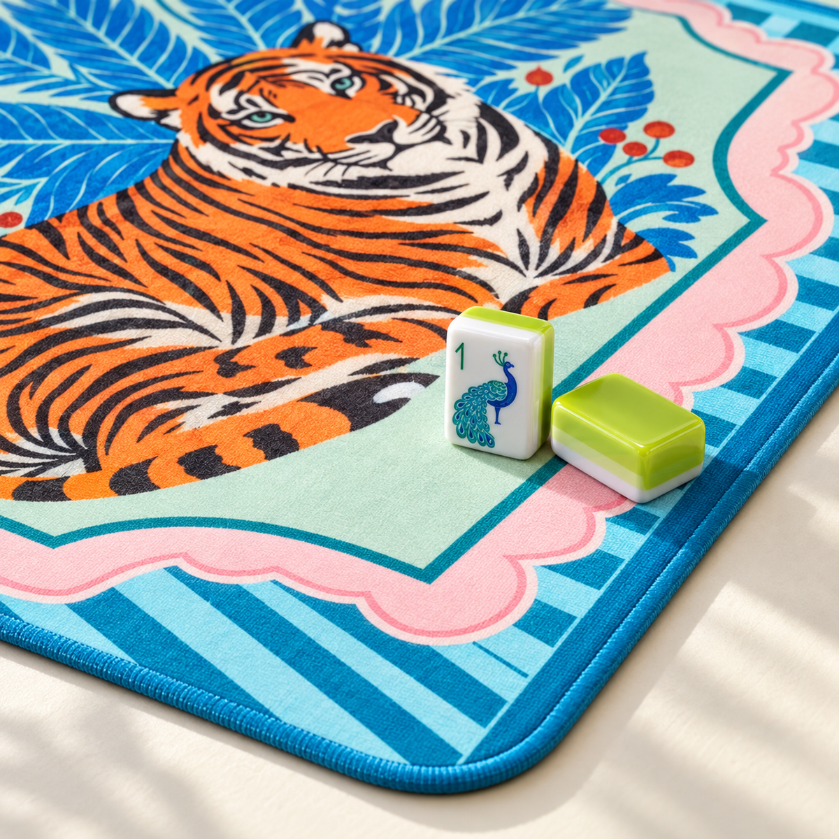 Tiger Social — close view of the featured mat design. Featured design.