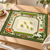 Garden Society — mat styled with mahjong tiles and table accessories, sold separately. Featured design.