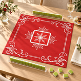 Winter Social — mat styled with mahjong tiles and table accessories, sold separately. Featured design.
