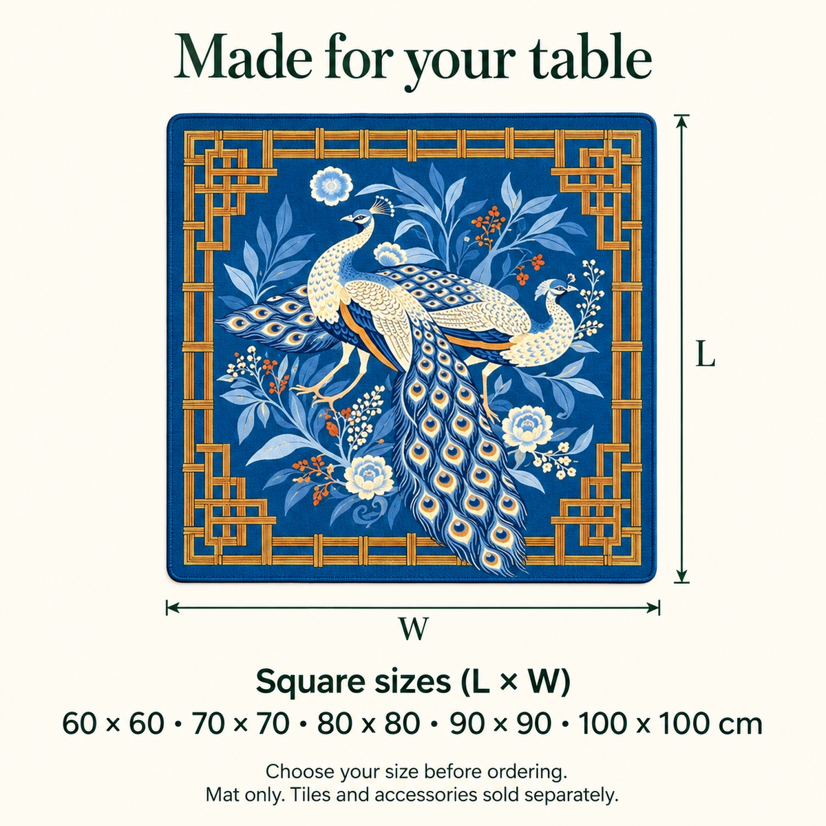 Midnight Garden — available mat sizes in centimetres. Featured design.