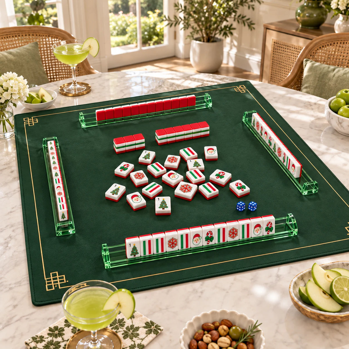 Merry Mahjong — wide view of the table set for mahjong