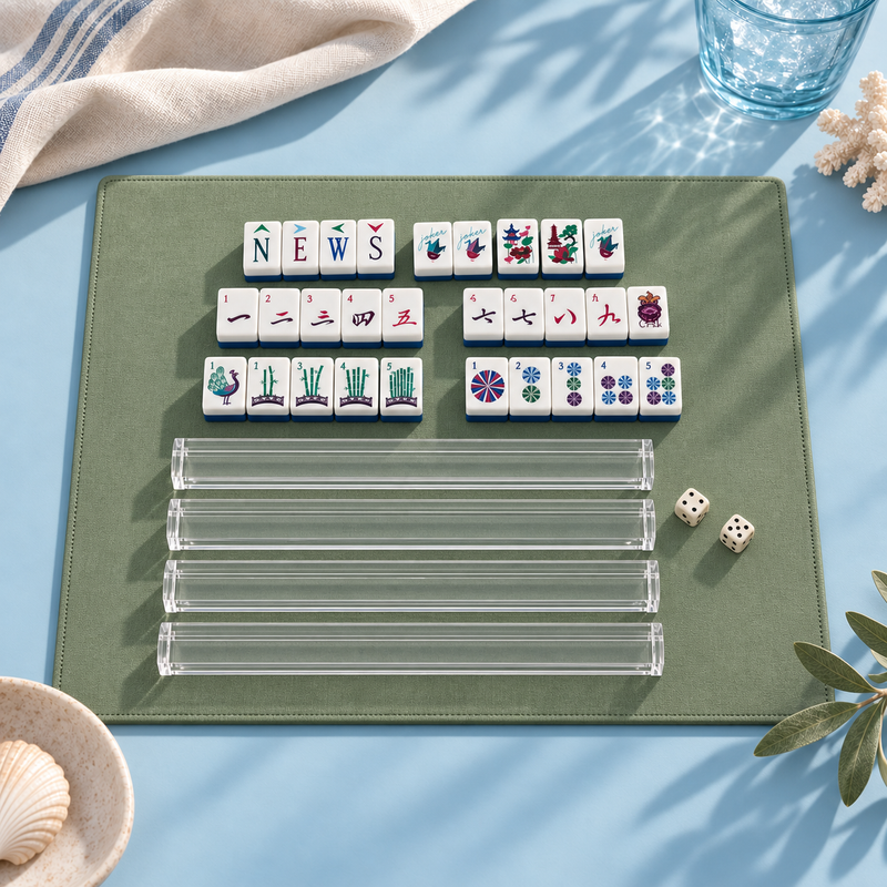 Midnight Mahj navy American mahjong acrylic tiles on game table