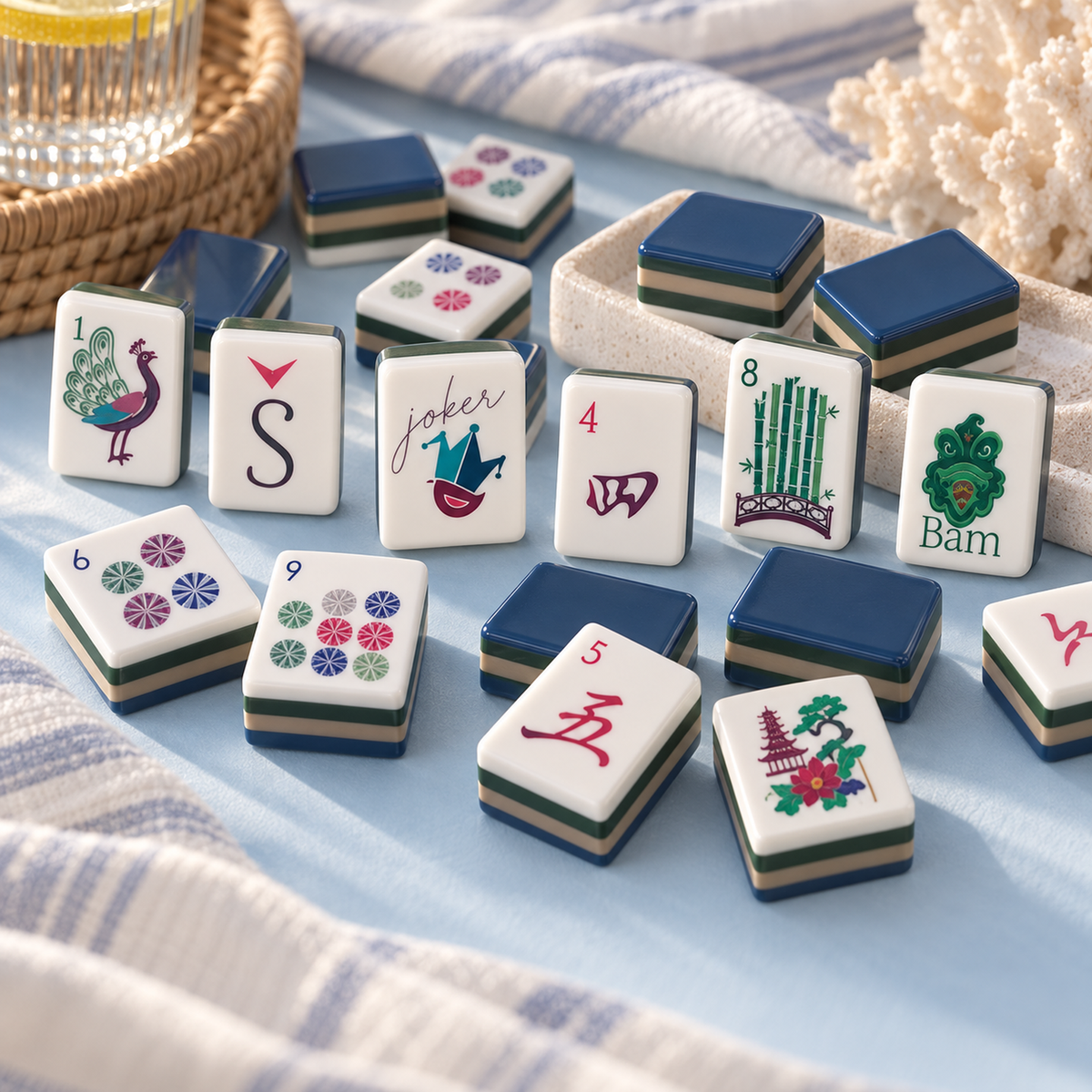 Midnight Mahj navy American mahjong acrylic tiles — alternate product view