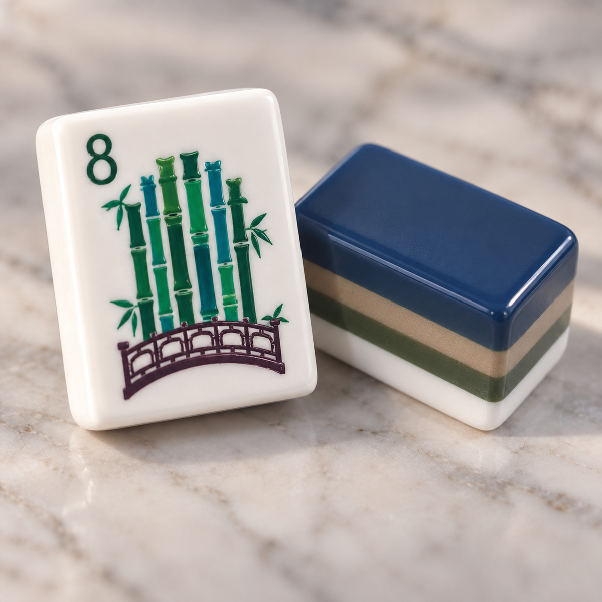 Midnight Mahj navy American mahjong acrylic tiles — tile close-up