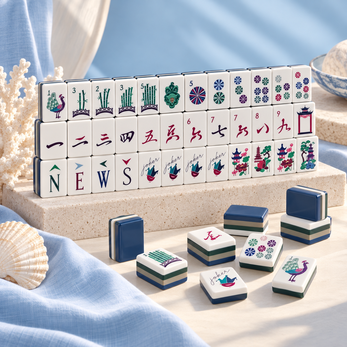 Midnight Mahj navy American mahjong acrylic tiles — tile details