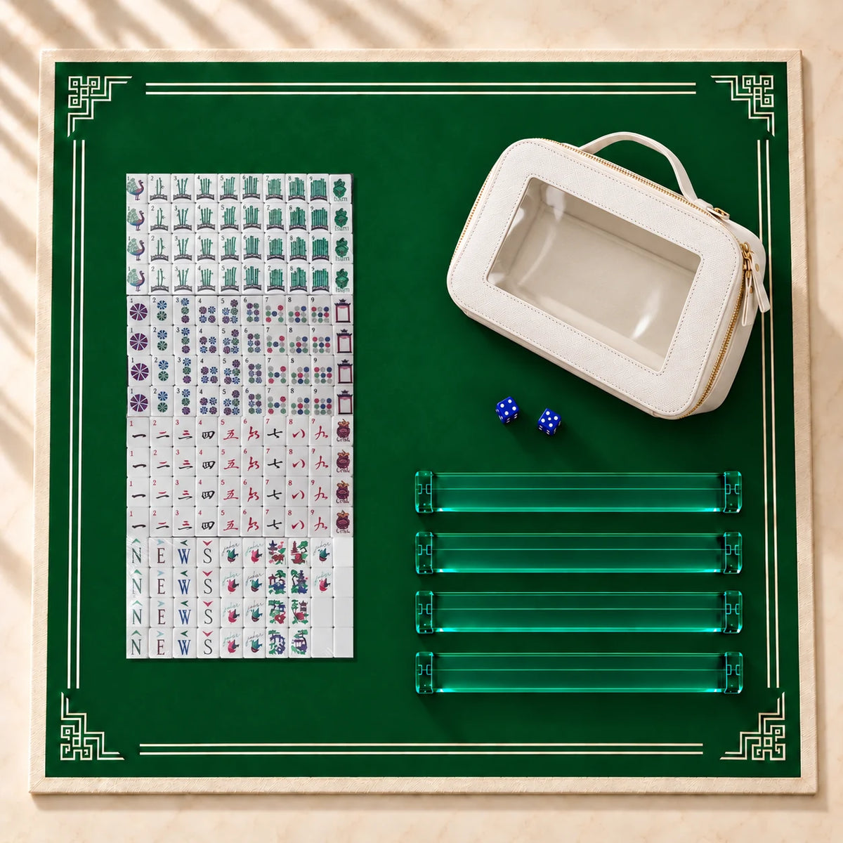 Midnight Mahj American mahjong full kit with tiles, four racks, playing mat, dice and bag