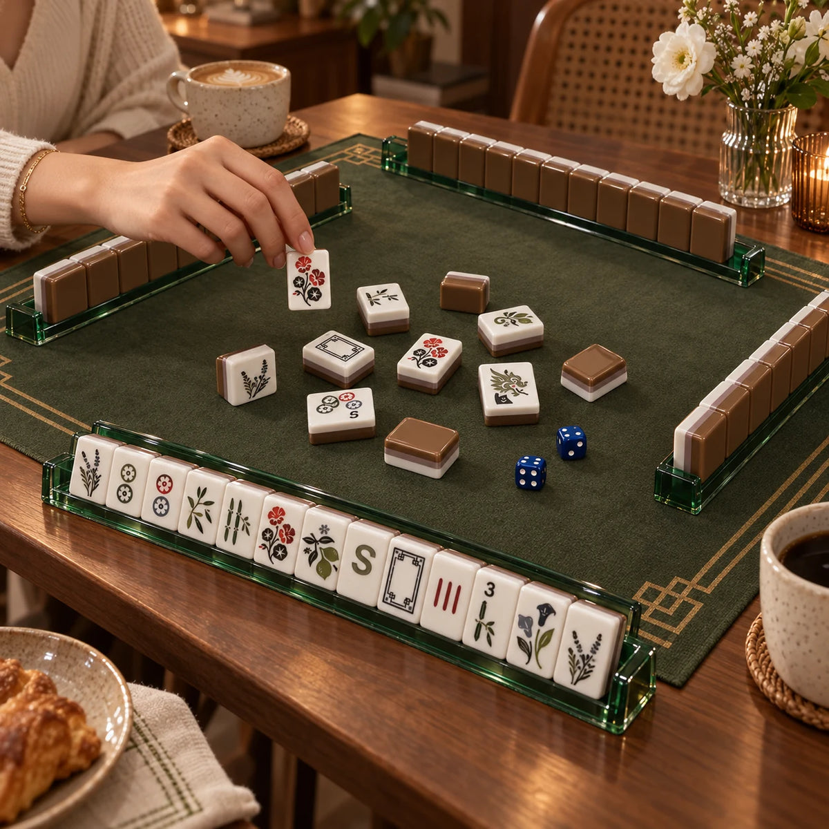 Mocha Social mahjong kit arranged for a game with friends