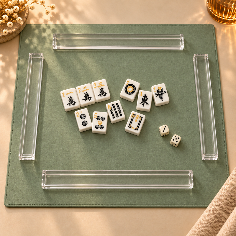 Noir and Gold black gold American mahjong acrylic tiles on game table