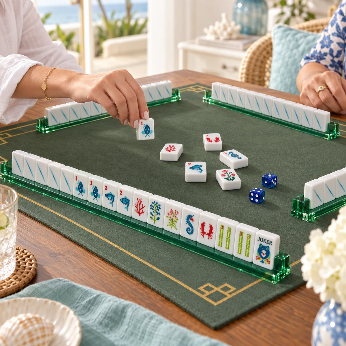 Ocean Parade mahjong kit arranged for a game with friends