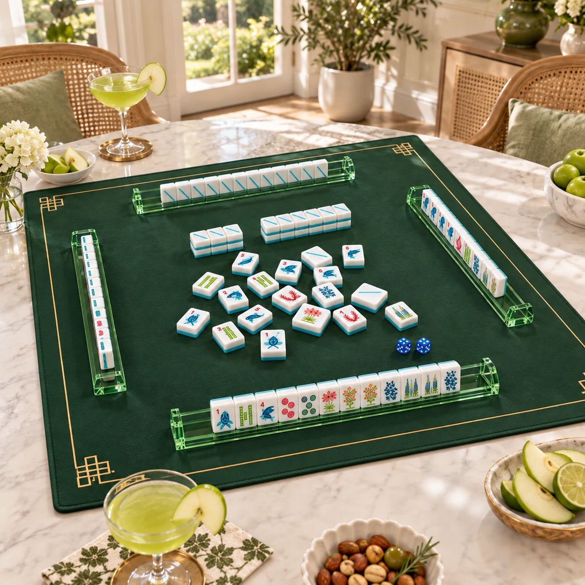 Ocean Parade — wide view of the table set for mahjong