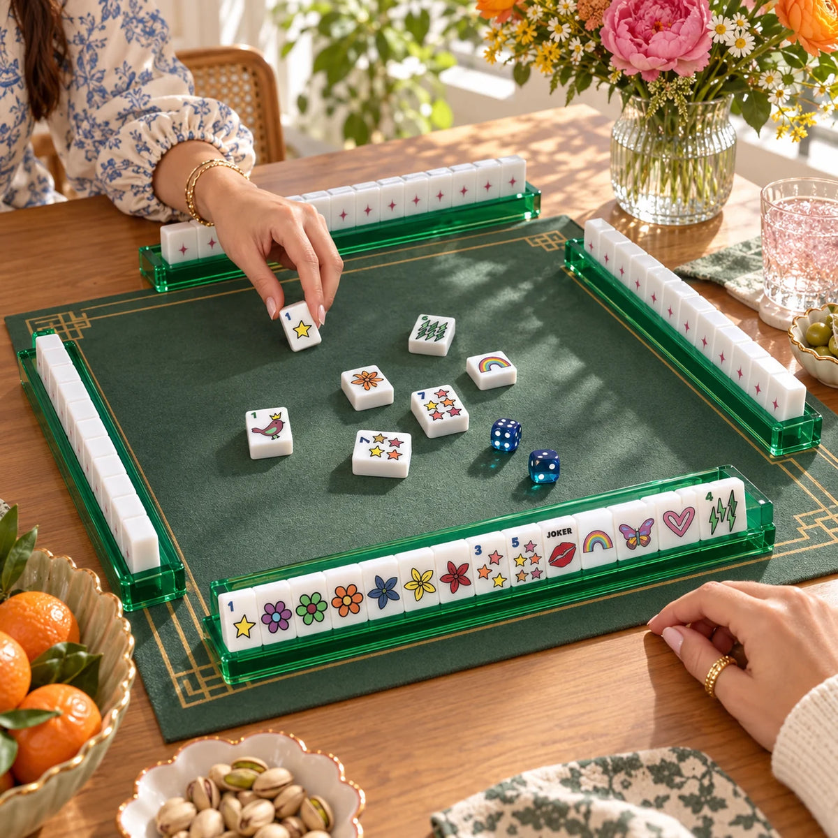 Pop Club mahjong kit arranged for a game with friends