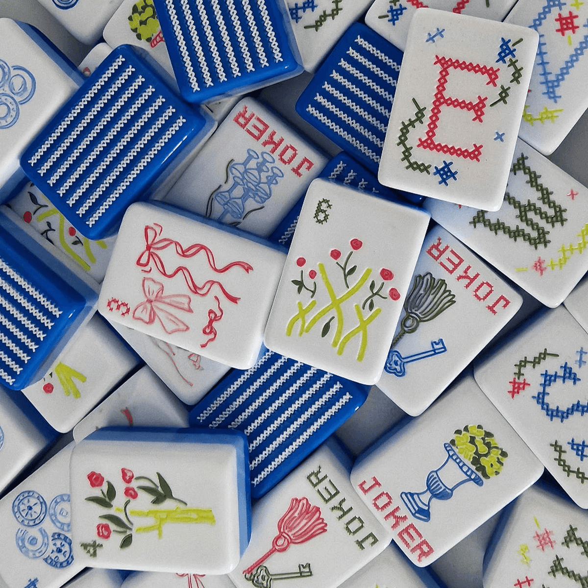 Stitch & Play American mahjong tiles — close-up detail