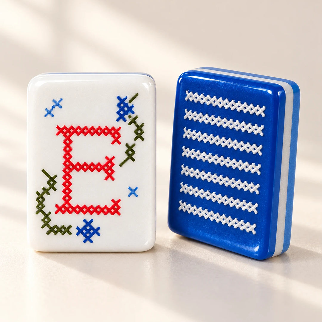 Stitch & Play — Blue & White American Mahjong Set