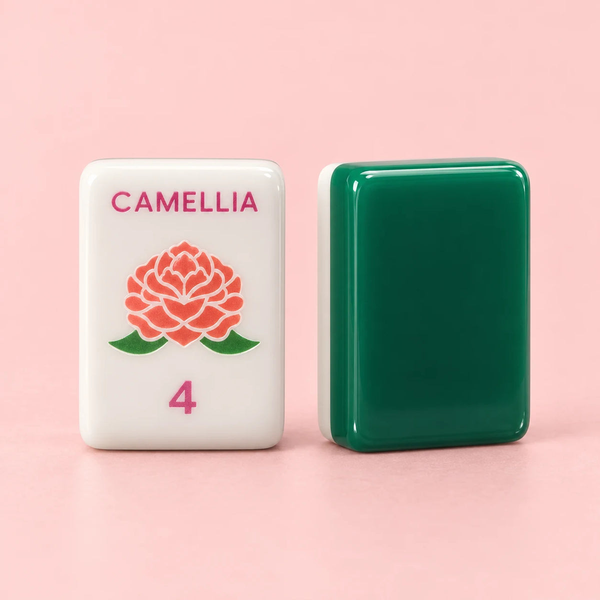 Country Club American mahjong tiles, white tile face with pastel country-club artwork and deep green tile reverse
