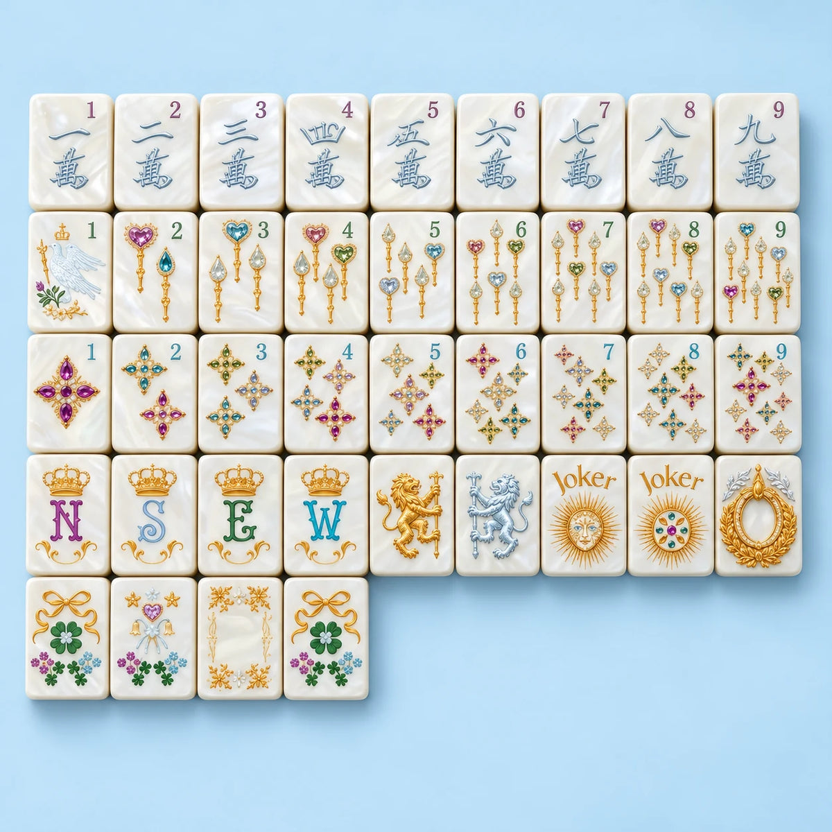 Crown Jewel mahjong tile designs — studio packshot