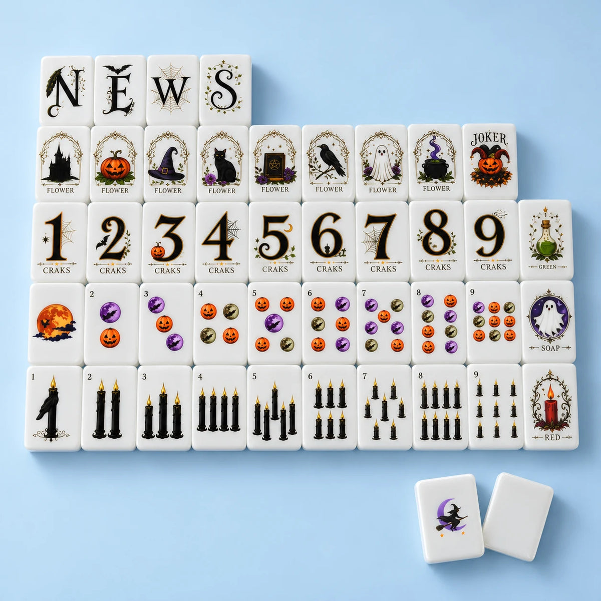Moonlit Manor mahjong tile designs — studio packshot