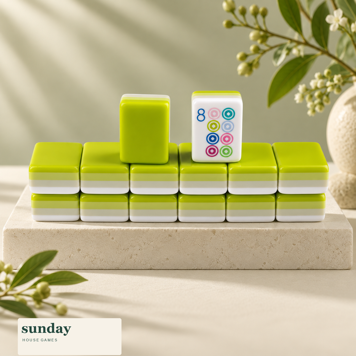 Appletini apple green american mahjong tiles — tile details