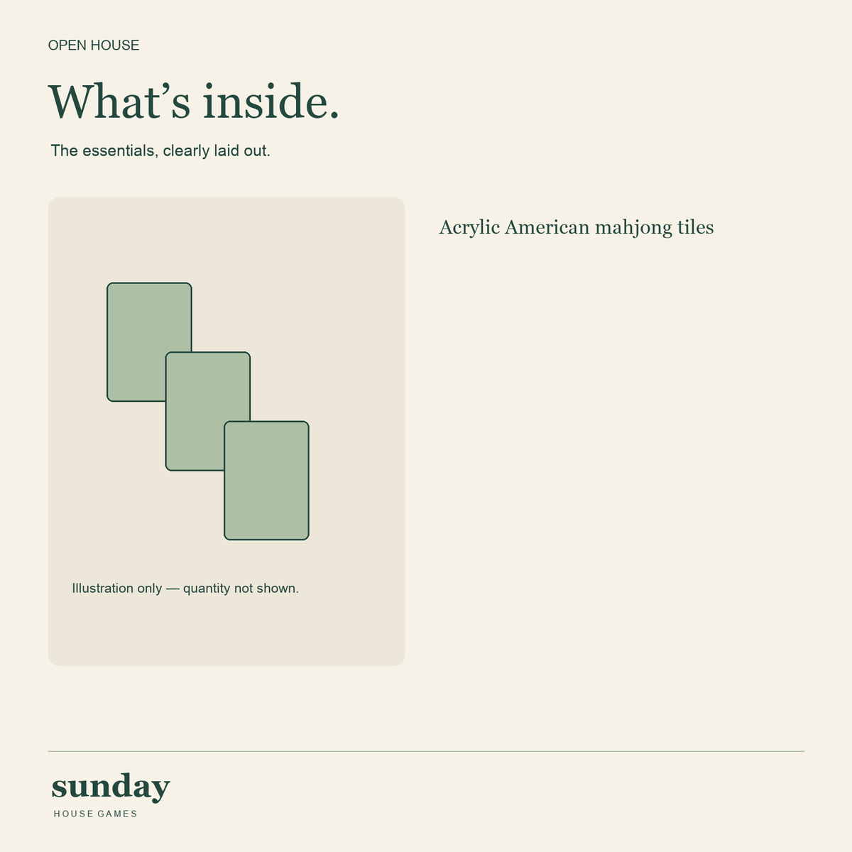 Appletini apple green american mahjong tiles — contents schematic