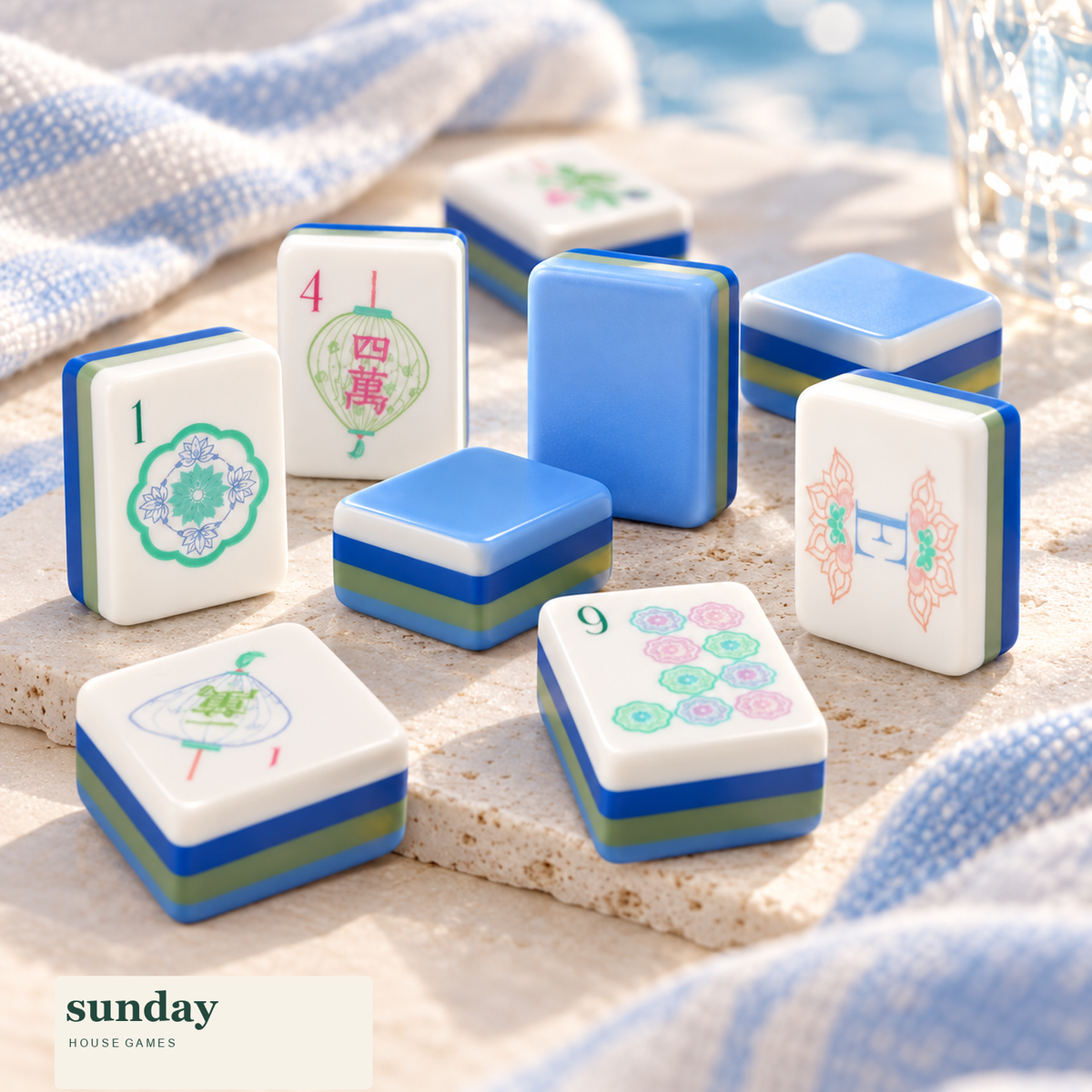 Blue Hour blue acrylic american mahjong tiles — alternate product view