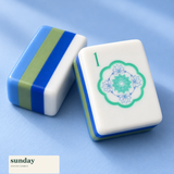 Blue Hour blue acrylic american mahjong tiles — tile close-up