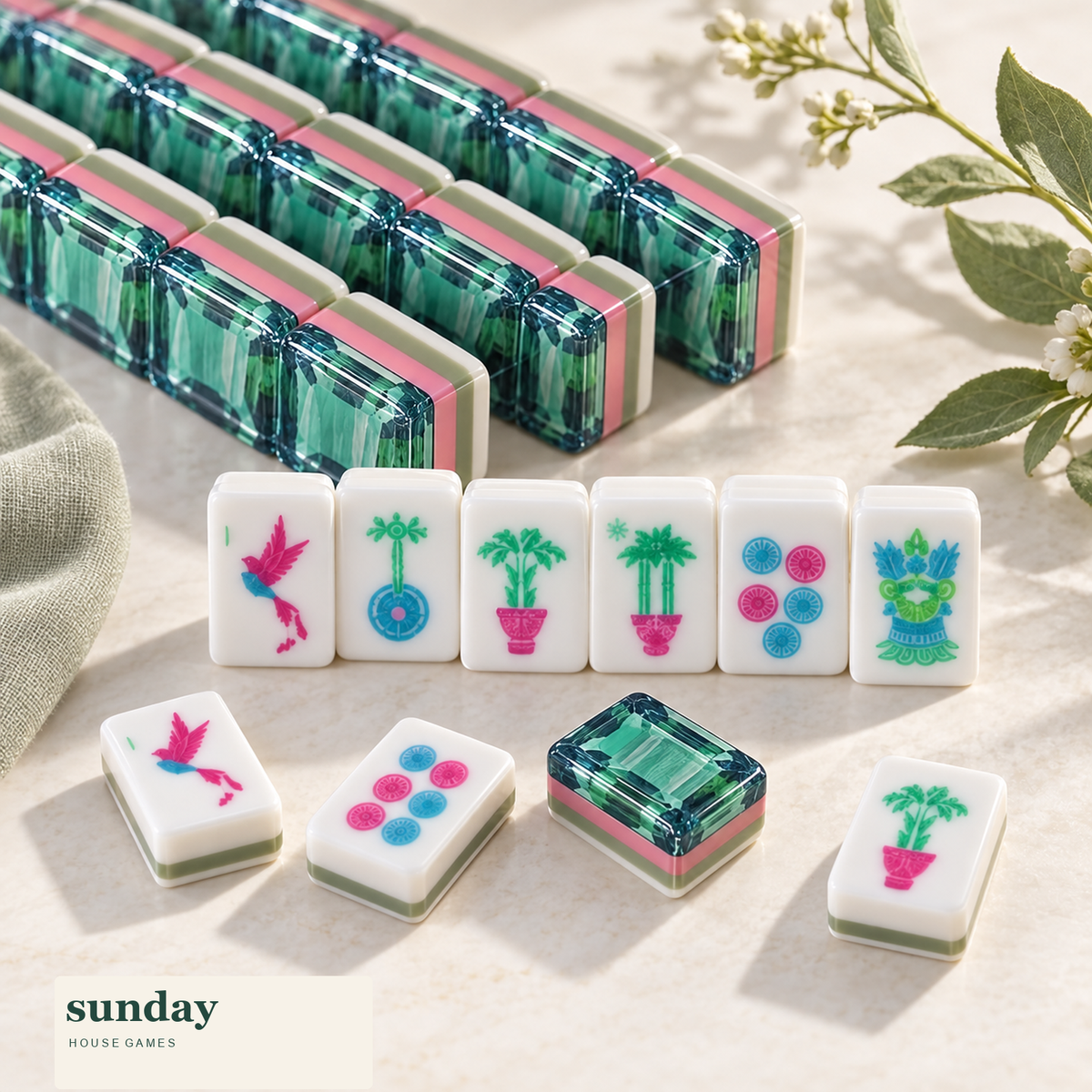 Emerald Hour emerald american mahjong tiles — alternate product view