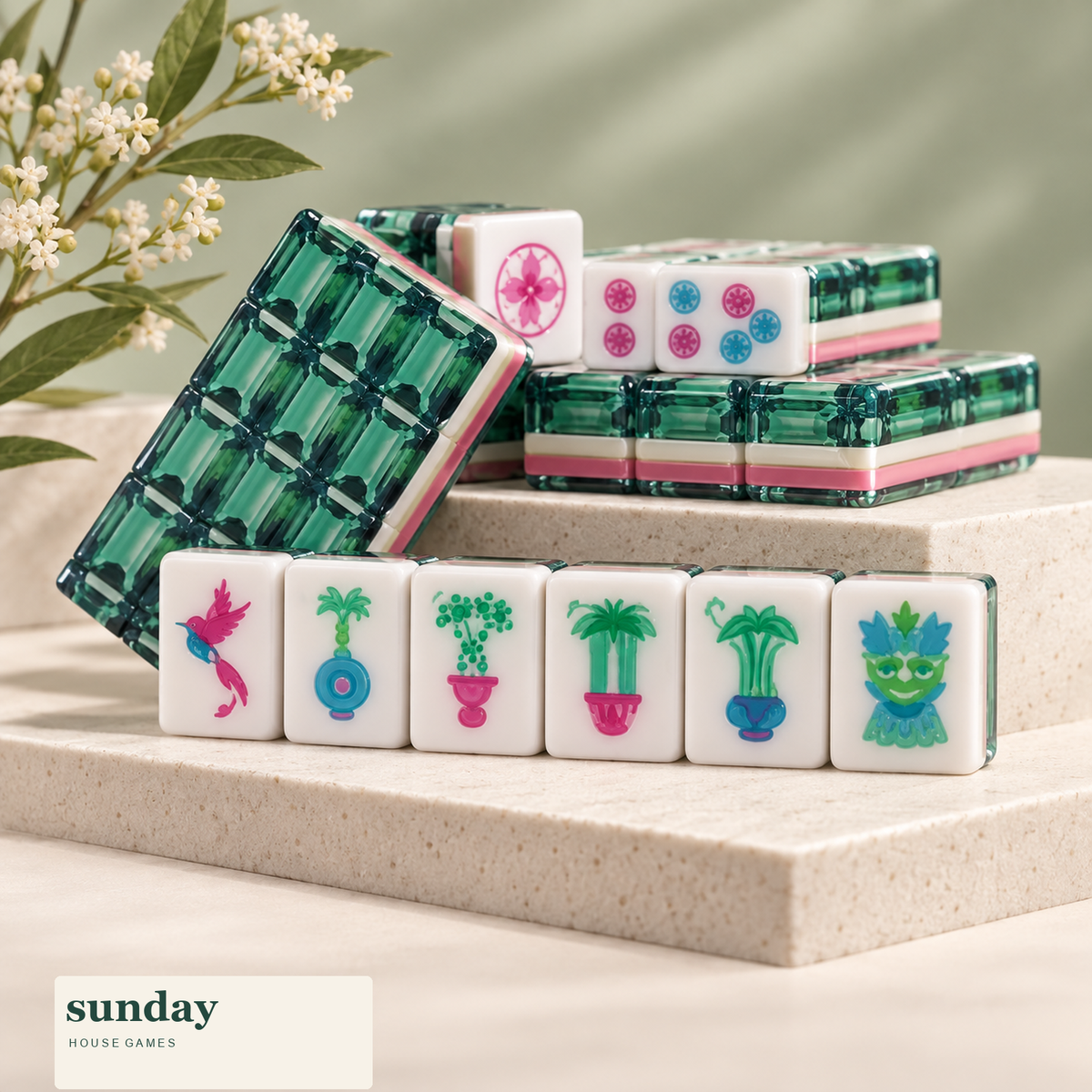 Emerald Hour emerald american mahjong tiles — tile details