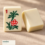 Heirloom Hour mahjong set with case — tile close-up