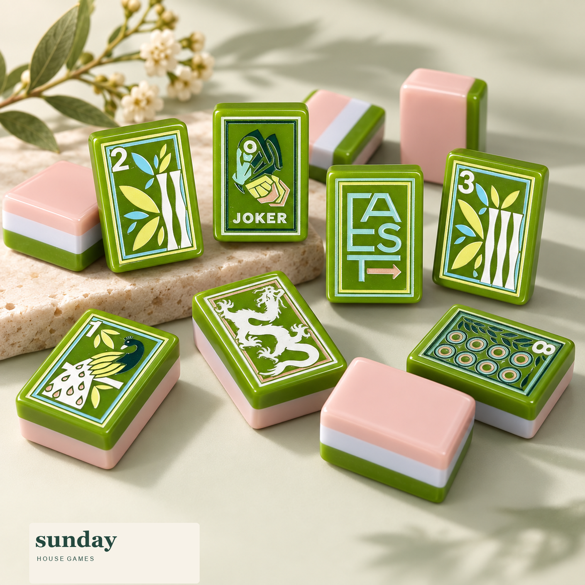 Jade Social green pearl american mahjong tiles — alternate product view