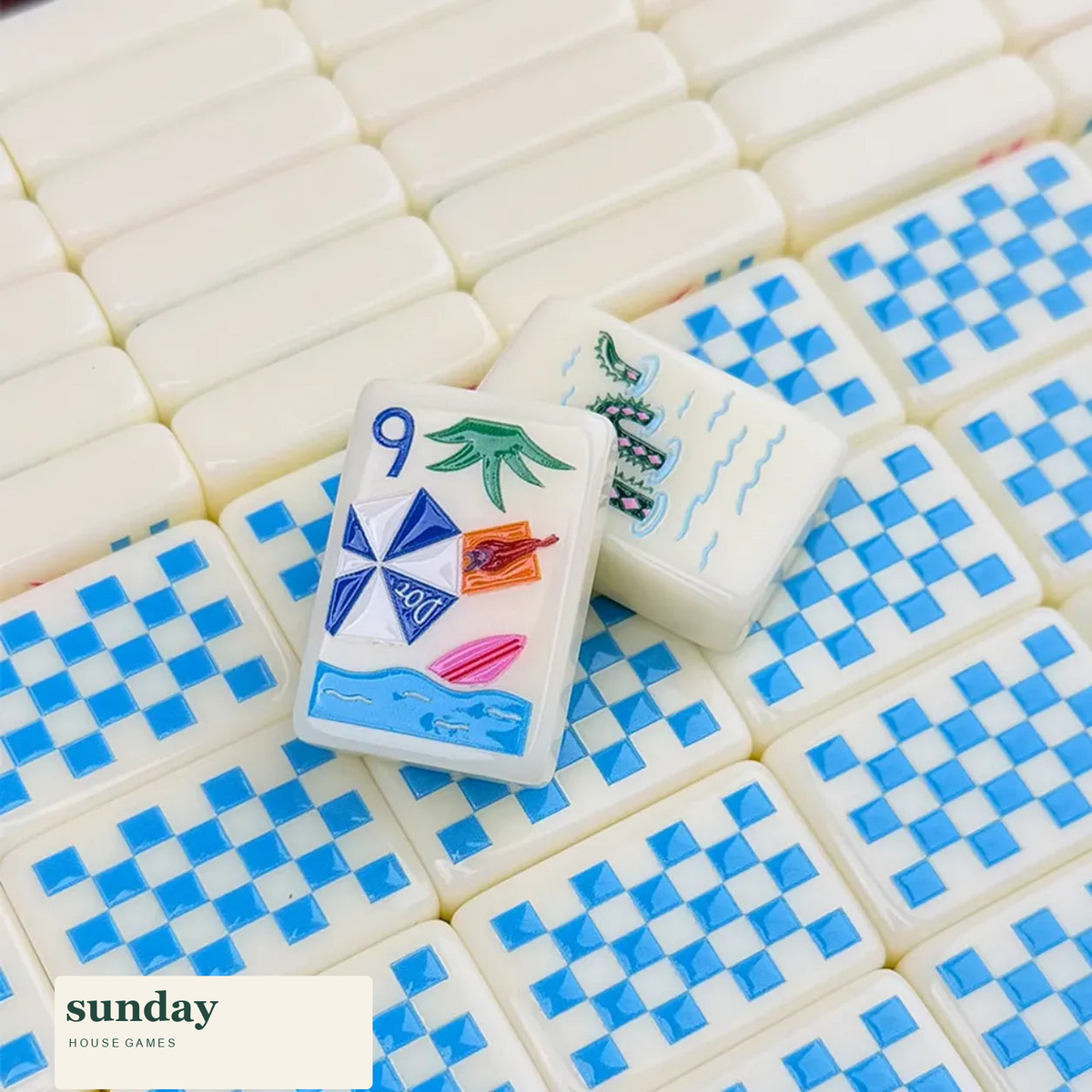 Mahjito tropical acrylic mahjong tiles — tile close-up