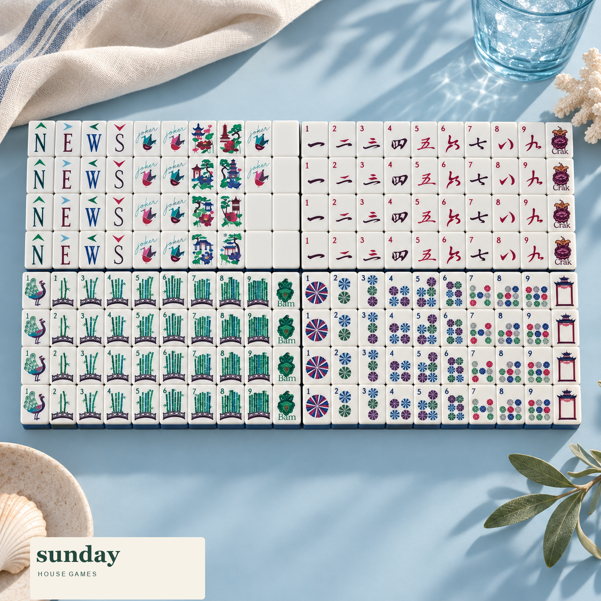 Midnight Mahj navy american mahjong tiles — styled product view