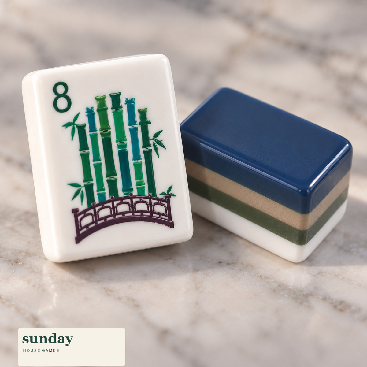 Midnight Mahj navy american mahjong tiles — tile close-up