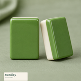Petite — Matcha green mini chinese mahjong set — tile close-up