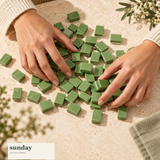 Petite — Matcha green mini chinese mahjong set — hands with tiles