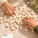 Petite — Milk white mini chinese mahjong set — hands with tiles