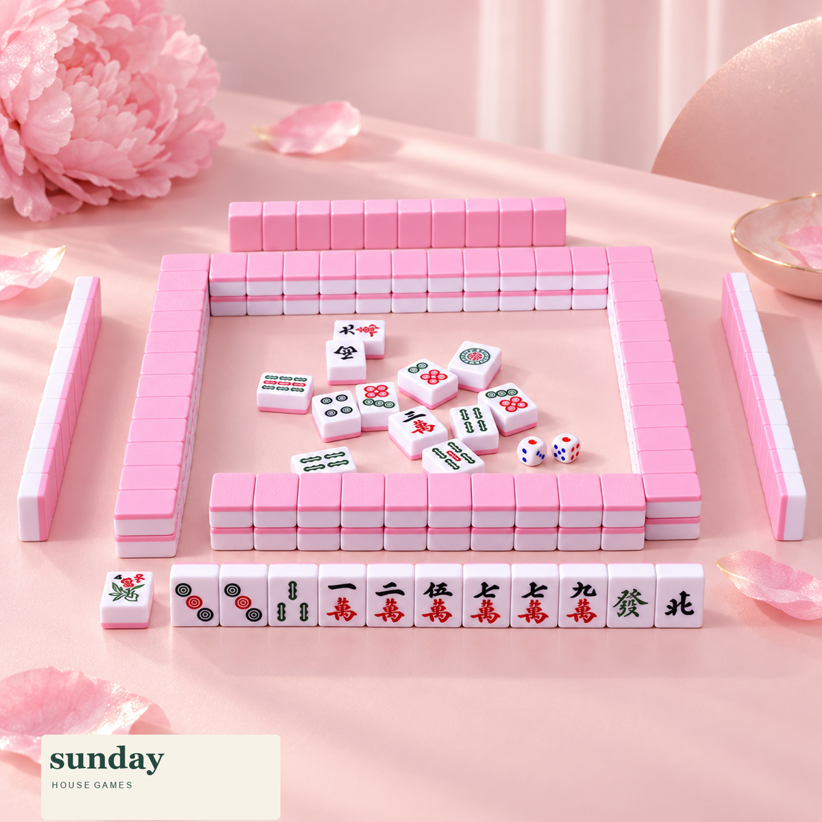 Pocket Party — Rose pink mini chinese mahjong set — alternate product view