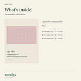 Pocket Party — Rose pink mini chinese mahjong set — contents schematic
