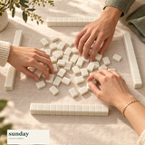 Pocket Party — White white mini chinese mahjong set — hands with tiles