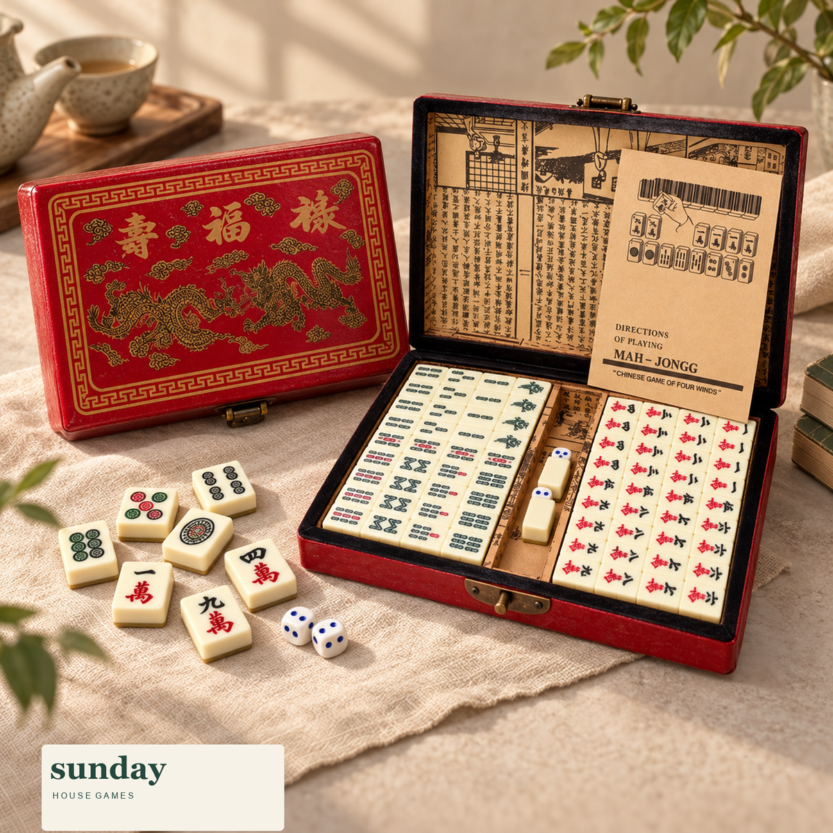 Reunion chinese mahjong set with case — alternate product view