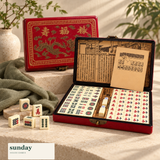 Reunion chinese mahjong set with case — tile details