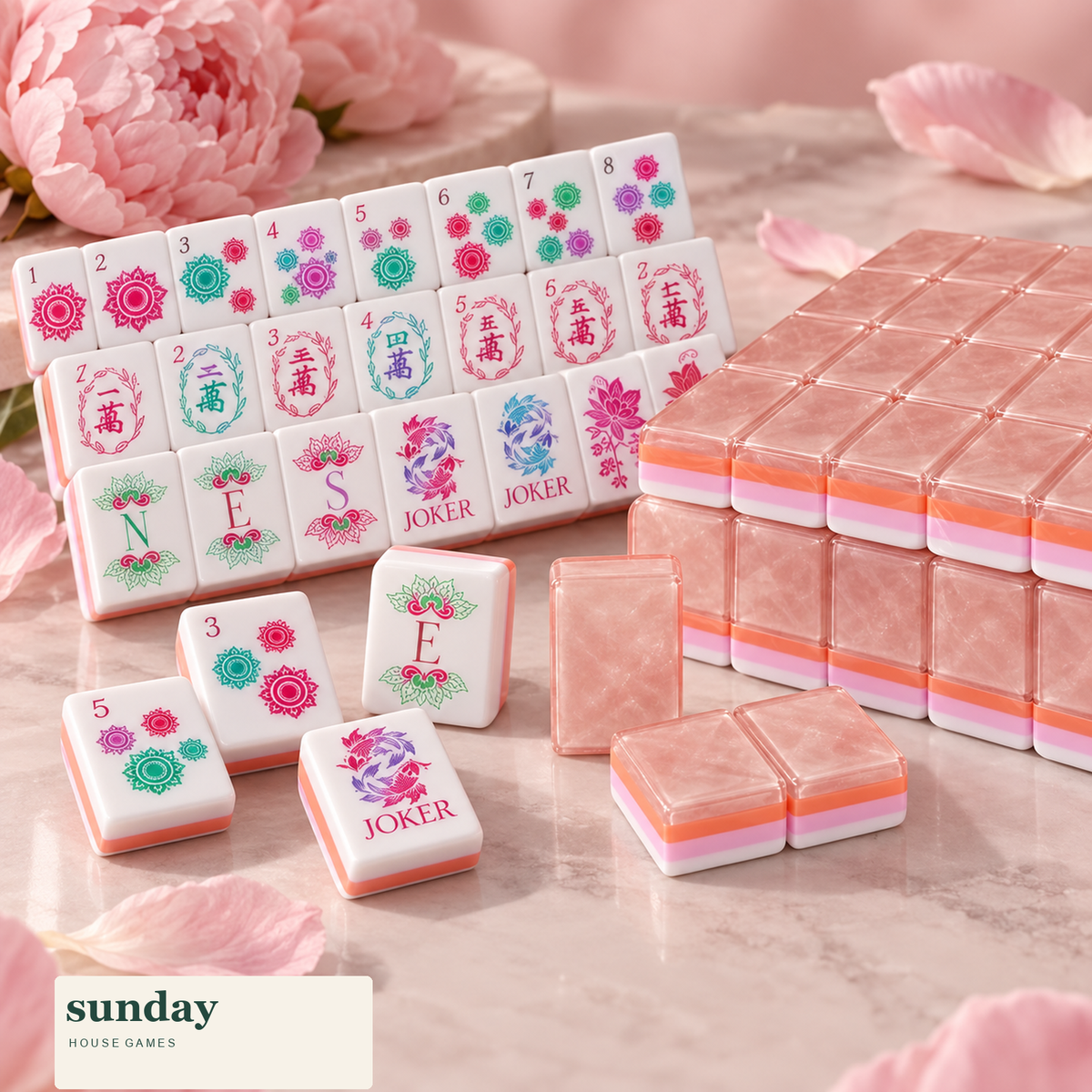 Rose Club pearl pink american mahjong tiles — alternate product view