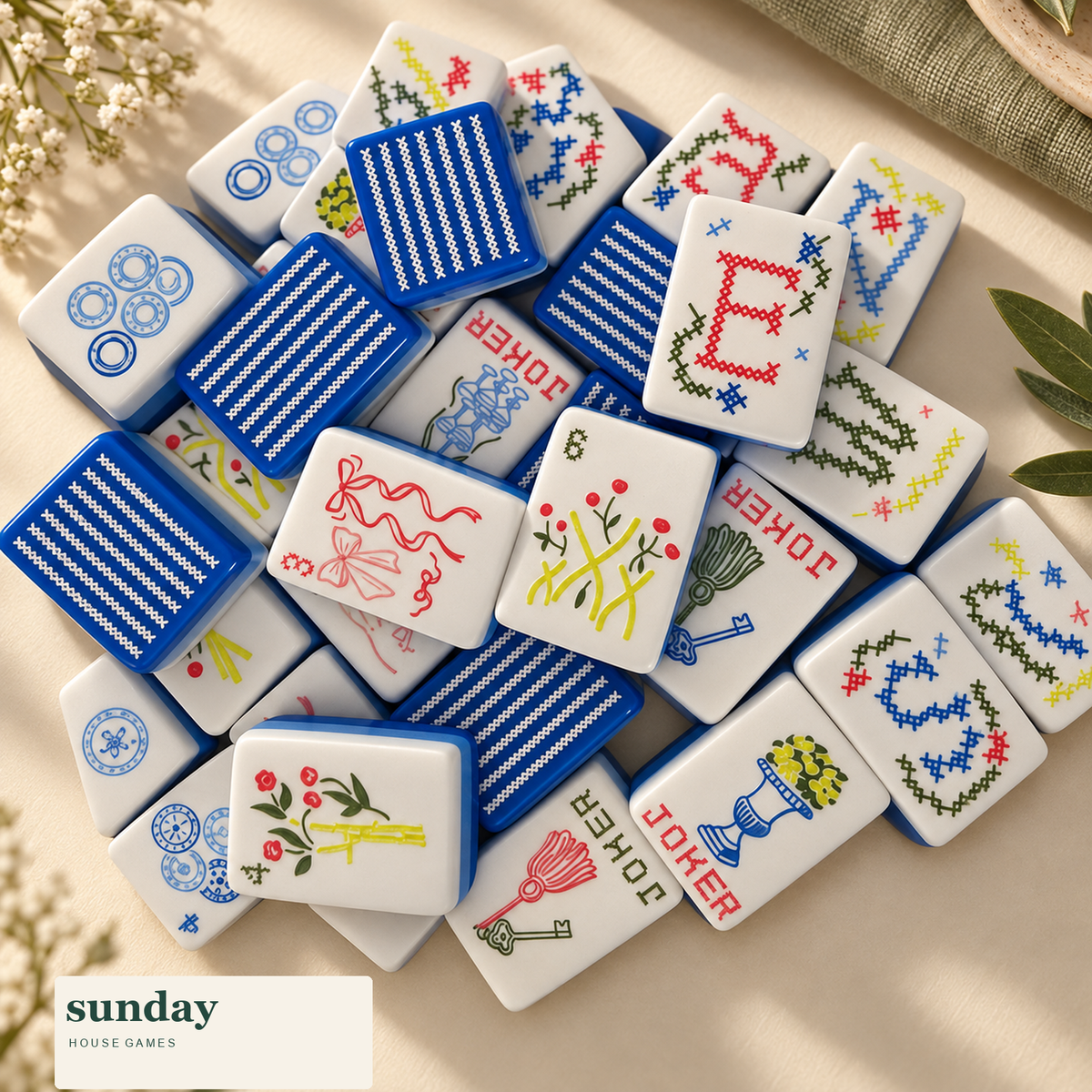 Stitch & Play layered acrylic american mahjong tiles — styled product view
