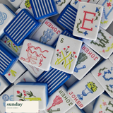 Stitch & Play layered acrylic american mahjong tiles — tile close-up