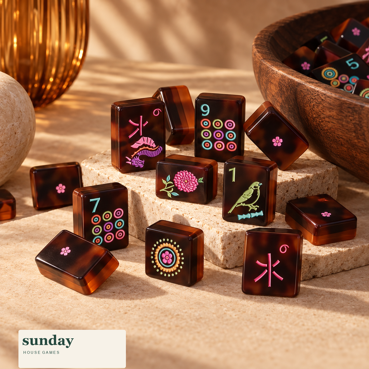 Tortoise Social tortoiseshell american mahjong tiles — tile details